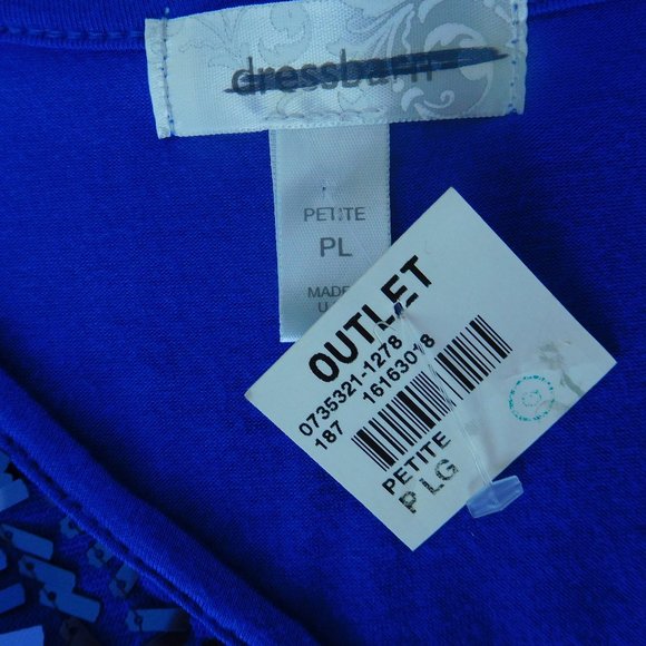 Dress Barn Top Large Petite Blue Sequined Sparkly Evening Blouse - Picture 11 of 15